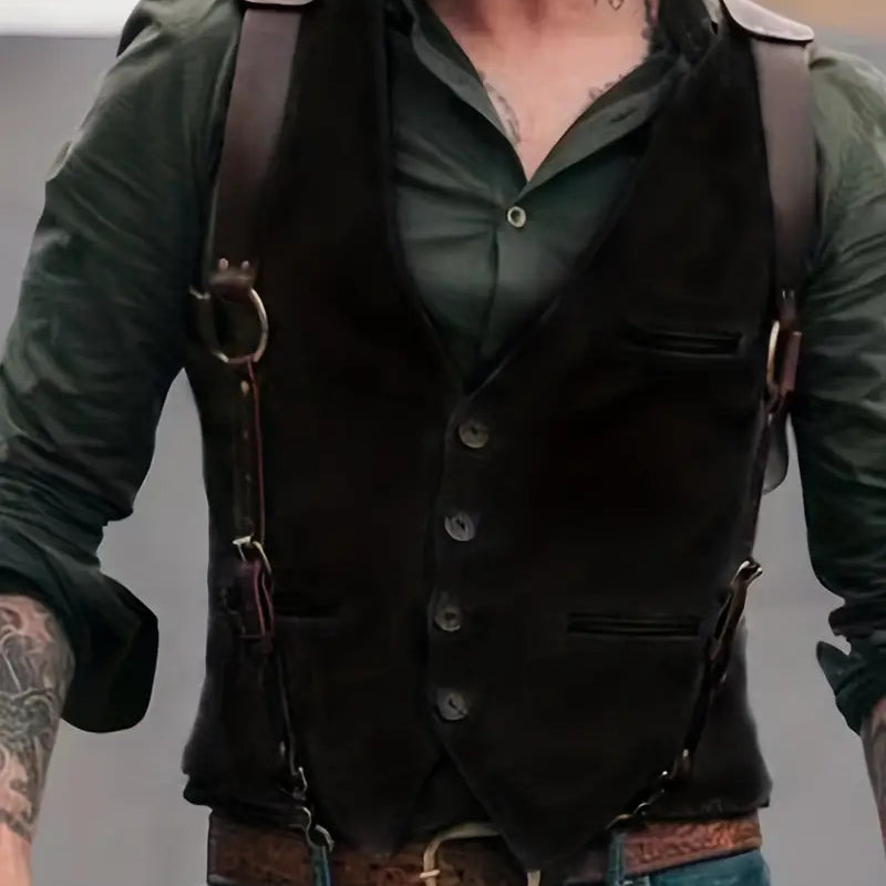 Gilet réversible vintage pour homme à col en V