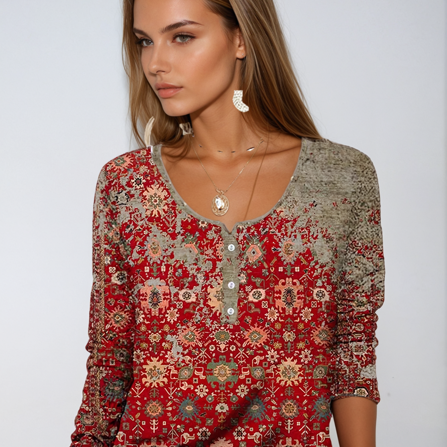 Inès - Élégant Pull-Over À Motif Aztèque