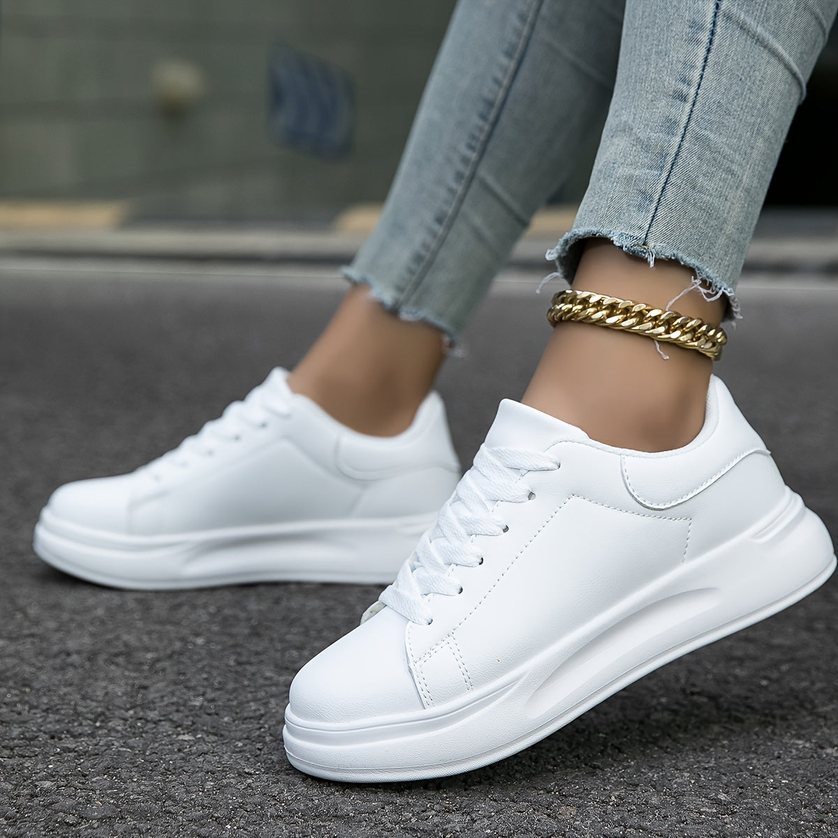 Baskets blanches en cuir pour femme