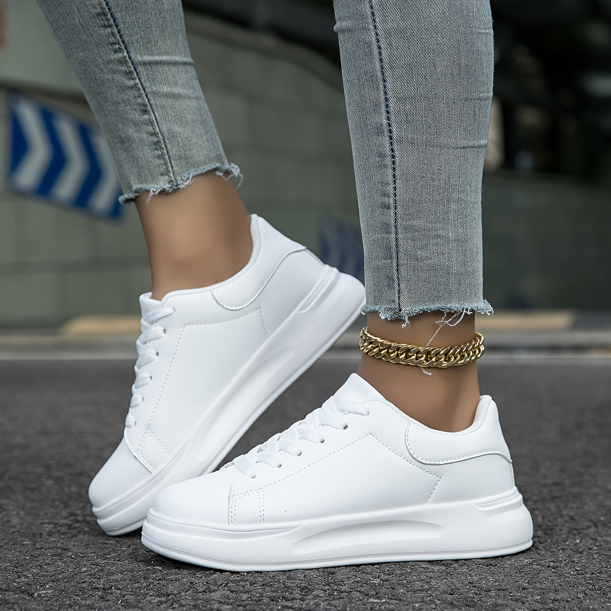Baskets blanches en cuir pour femme