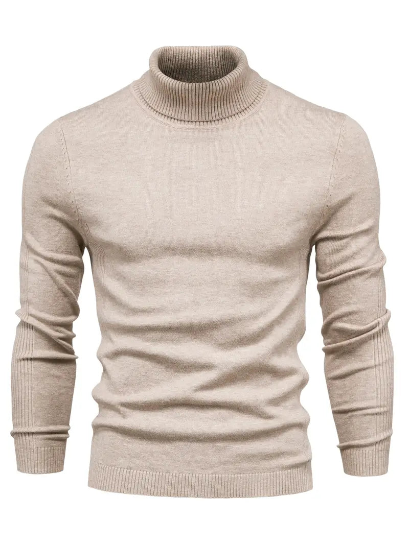 Pull à col roulé pour homme - Coupe slim - Maille douce - Manches longues Tenue décontractée chic