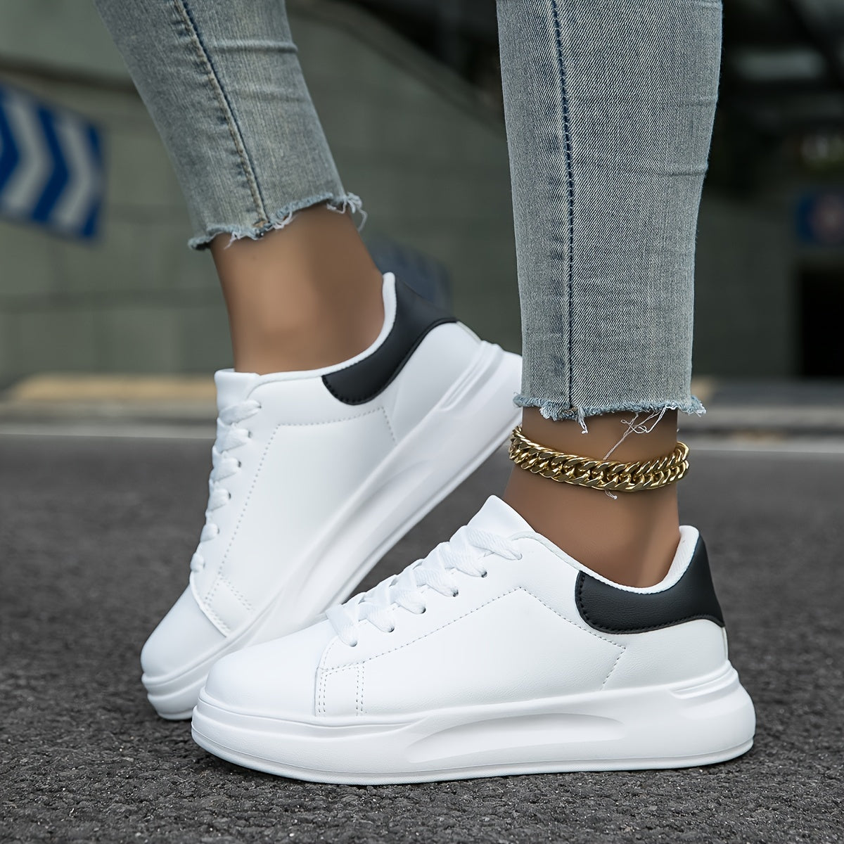 Baskets blanches en cuir pour femme