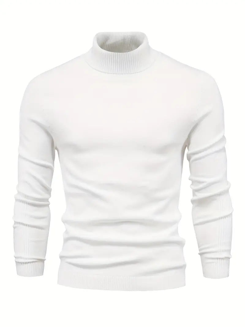 Pull à col roulé pour homme - Coupe slim - Maille douce - Manches longues Tenue décontractée chic
