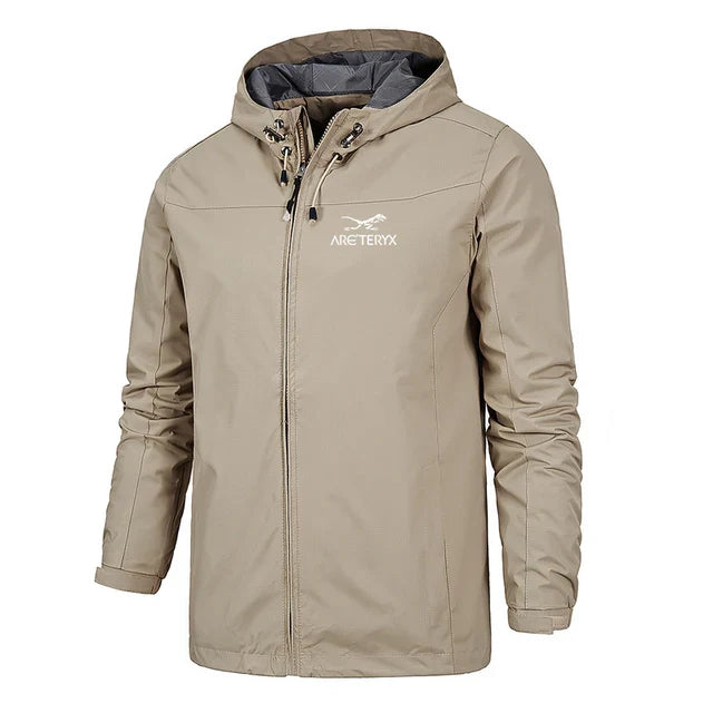 Veste coupe-vent à capuche pour homme - Veste légère zippée - Vêtements d'extérieur décontractés résistants à l'eau