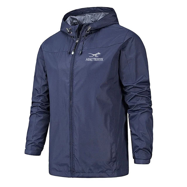 Veste coupe-vent à capuche pour homme - Veste légère zippée - Vêtements d'extérieur décontractés résistants à l'eau