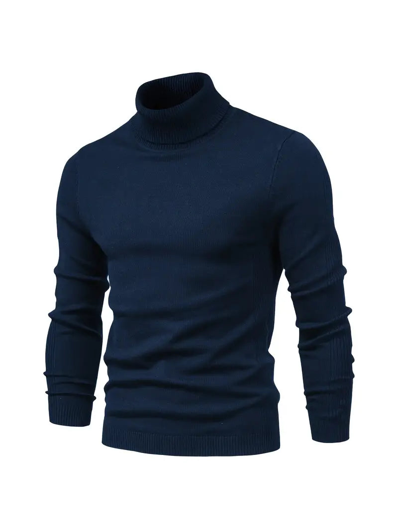 Pull à col roulé pour homme - Coupe slim - Maille douce - Manches longues Tenue décontractée chic
