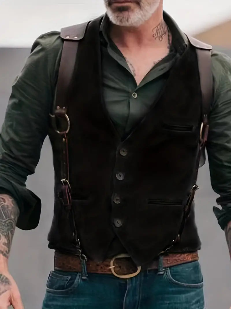 Gilet réversible vintage pour homme à col en V
