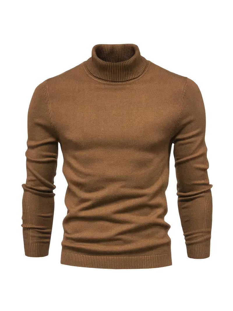 Pull à col roulé pour homme - Coupe slim - Maille douce - Manches longues Tenue décontractée chic