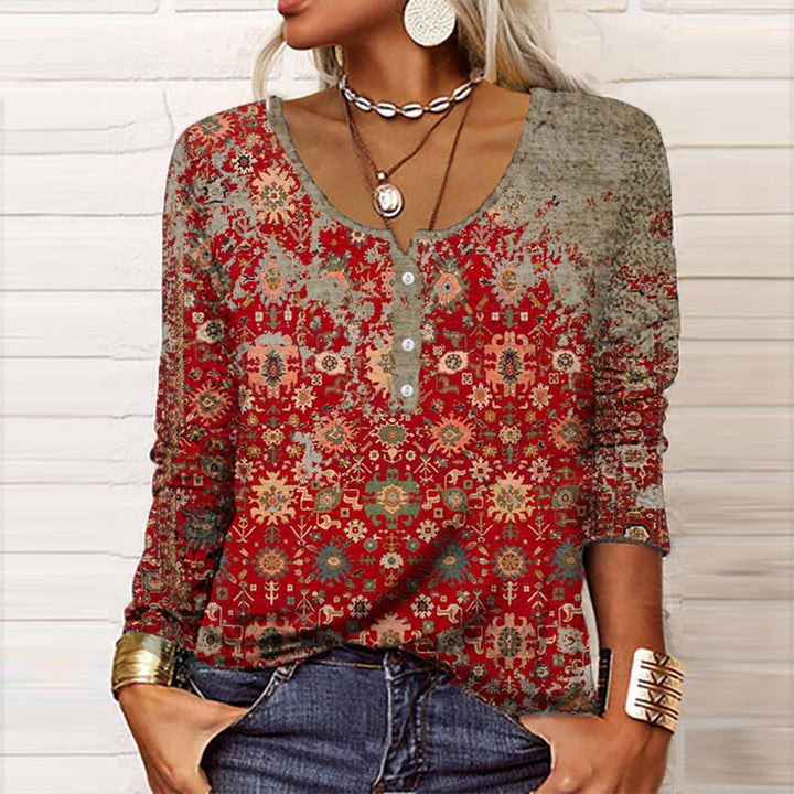 Inès - Élégant Pull-Over À Motif Aztèque