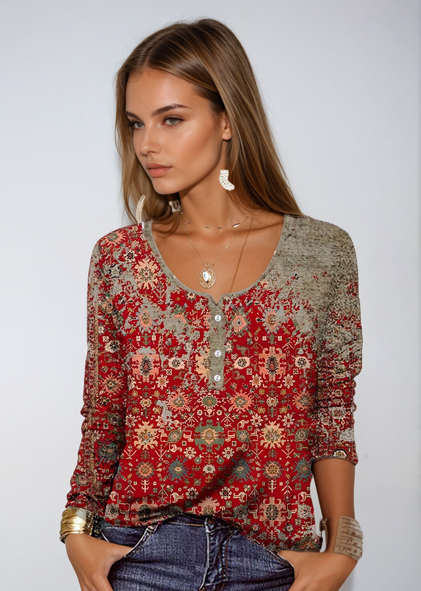 Inès - Élégant Pull-Over À Motif Aztèque