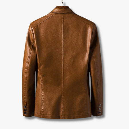 Veste en cuir élégante pour homme avec col montant et fermeture à boutons