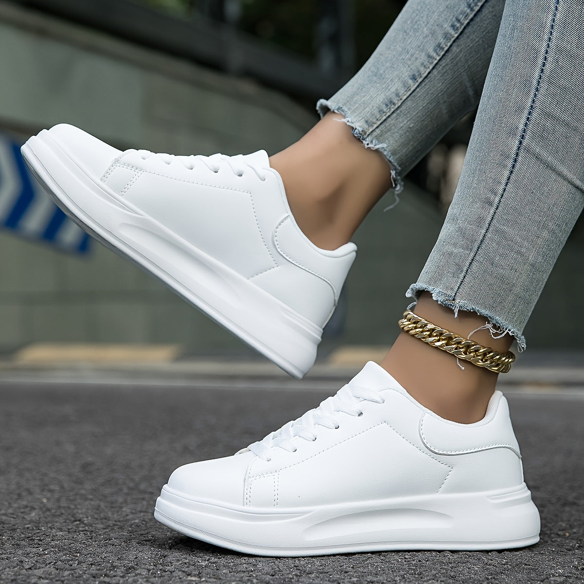 Baskets blanches en cuir pour femme