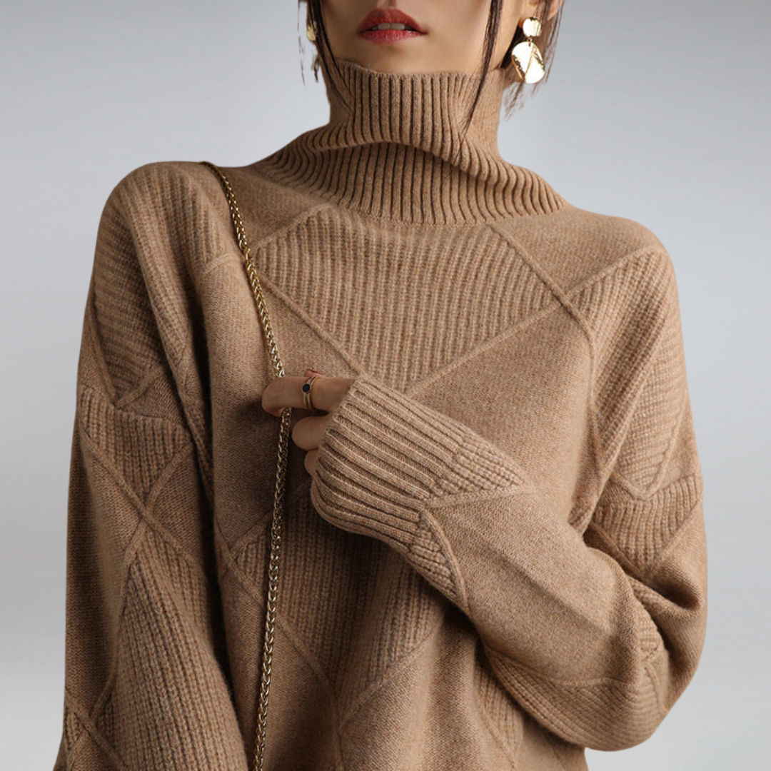 Pull à col roulé en cachemire pour femme
