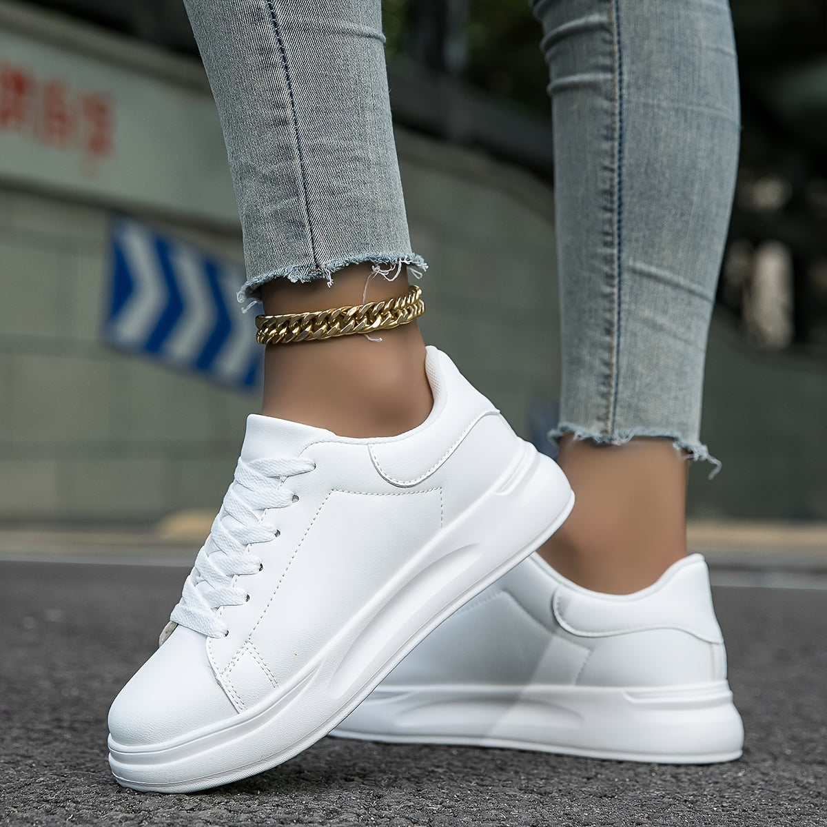 Baskets blanches en cuir pour femme