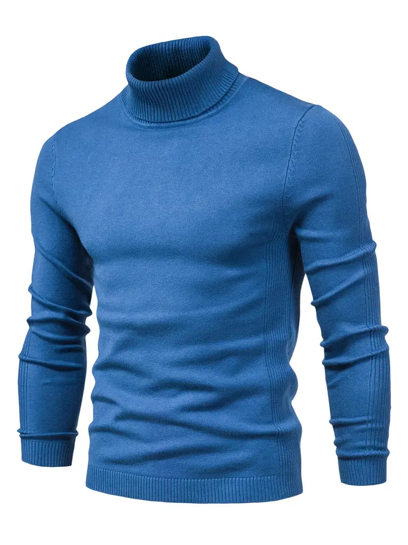 Pull à col roulé pour homme - Coupe slim - Maille douce - Manches longues Tenue décontractée chic