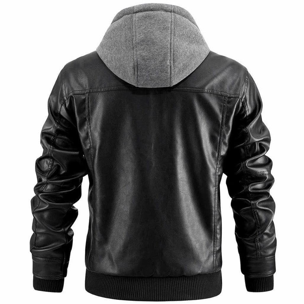 Veste rétro crochetée pour homme, style motard, à plusieurs poches
