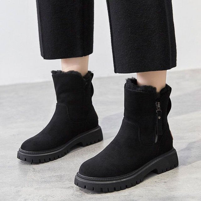 Bottes chaudes et douces pour femmes avec fermeture éclair