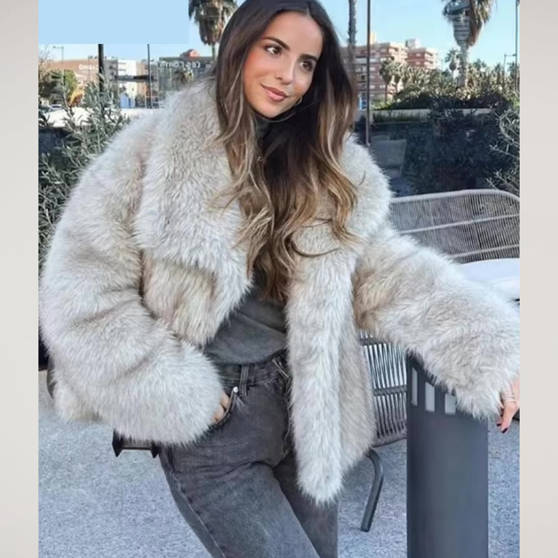 Veste en fausse fourrure - courte - chaude - manteau en fausse fourrure - manteaux et vestes d'hiver pour femmes