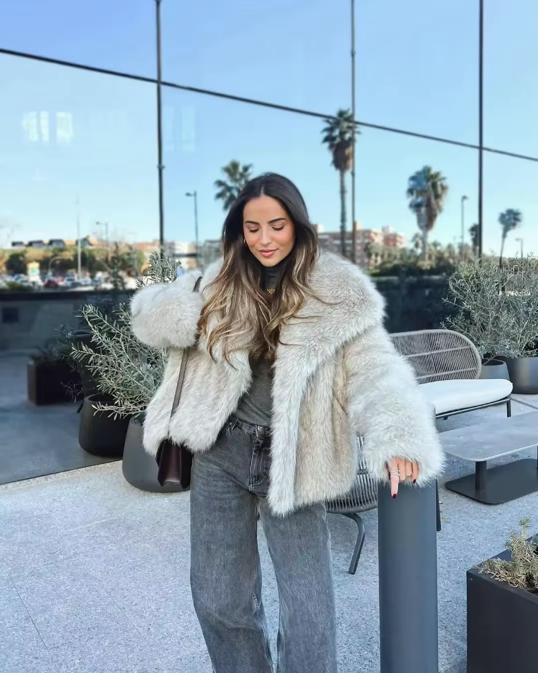 Veste en fausse fourrure - courte - chaude - manteau en fausse fourrure - manteaux et vestes d'hiver pour femmes