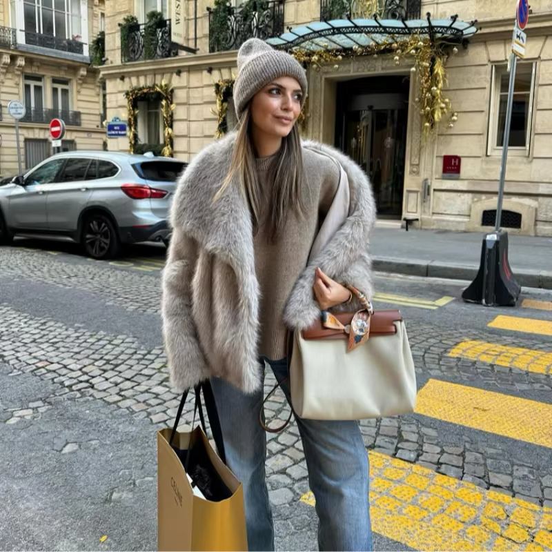 Veste en fausse fourrure - courte - chaude - manteau en fausse fourrure - manteaux et vestes d'hiver pour femmes