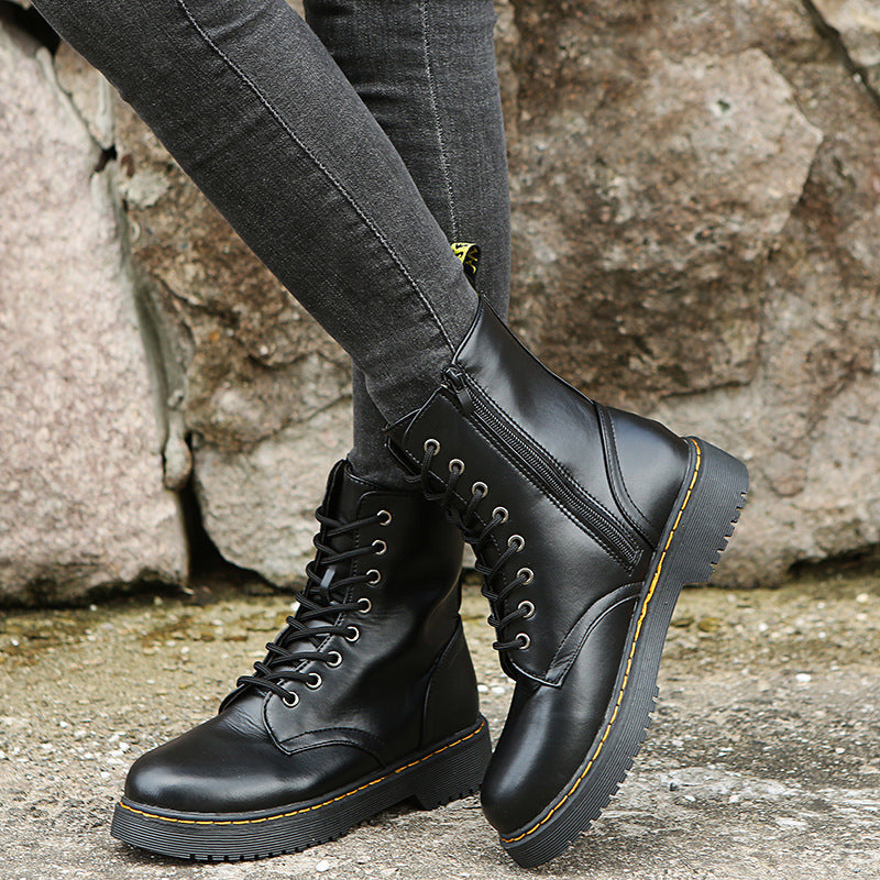 Bottes en cuir - Bottes à lacets antidérapantes pour femmes Bottes d'hiver
