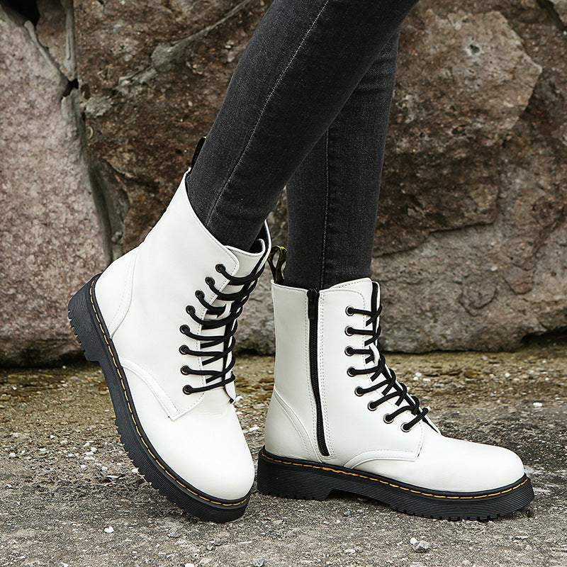 Bottes en cuir - Bottes à lacets antidérapantes pour femmes Bottes d'hiver