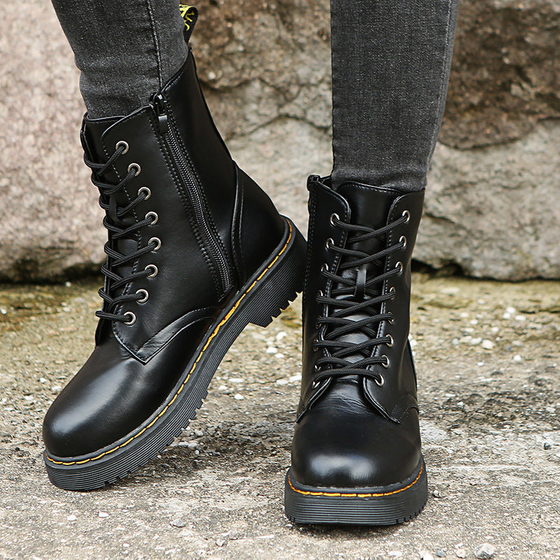 Bottes en cuir - Bottes à lacets antidérapantes pour femmes Bottes d'hiver