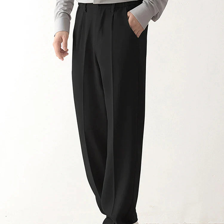 Pantalon habillé drapé pour homme - Pantalon ajusté à coupe décontractée pour les tenues professionnelles et décontractées