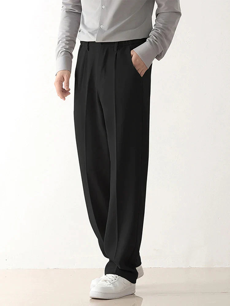 Pantalon habillé drapé pour homme - Pantalon ajusté à coupe décontractée pour les tenues professionnelles et décontractées