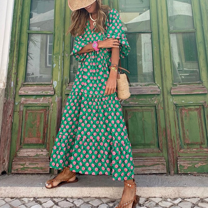 Robe Milena | Robe longue verte pour femme