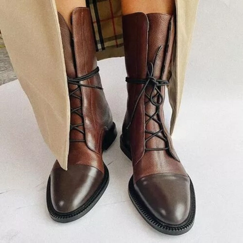 Bottines classiques élégantes en cuir lisse végétalien pour femmes | Pour l'hiver