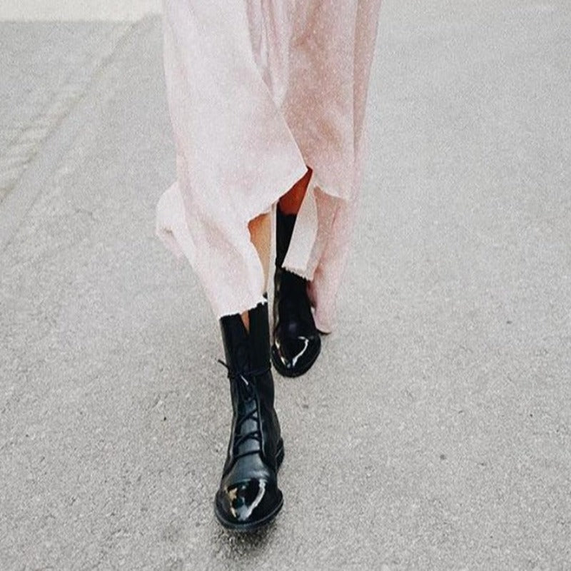 Bottines classiques élégantes en cuir lisse végétalien pour femmes | Pour l'hiver