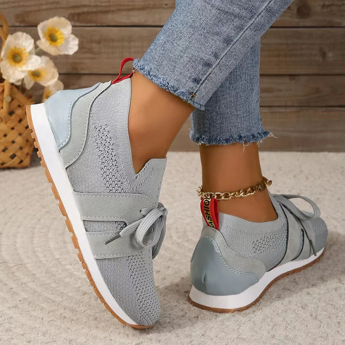 Chaussures orthopédiques à lacets en maille pour femmes