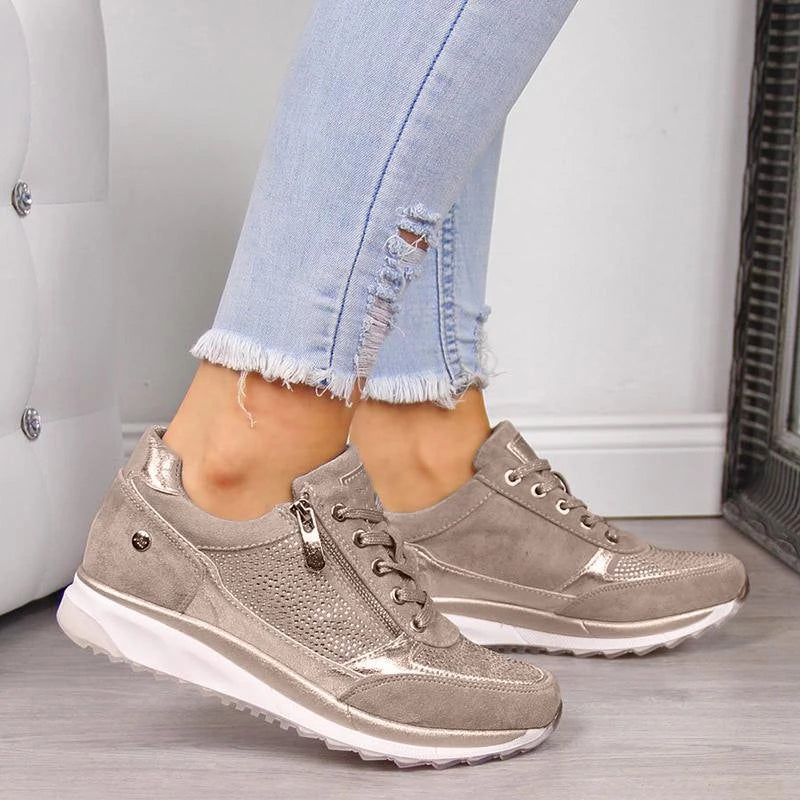 Baskets orthopédiques respirantes à fermeture éclair pour femmes