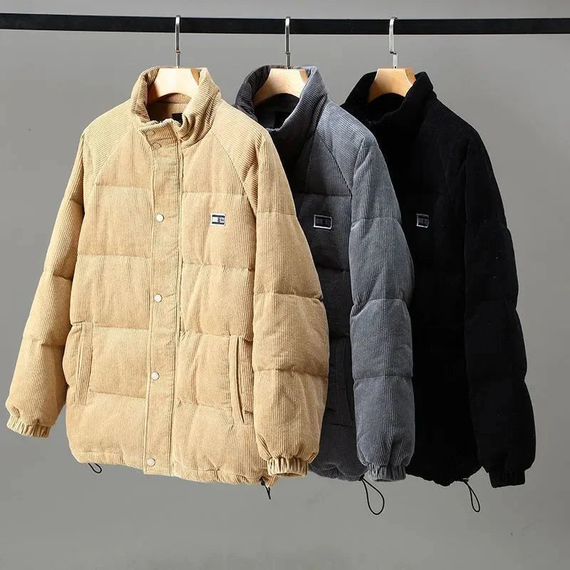 Veste d'hiver - Homme Veste en velours côtelé zippée - Veste matelassée en duvet
