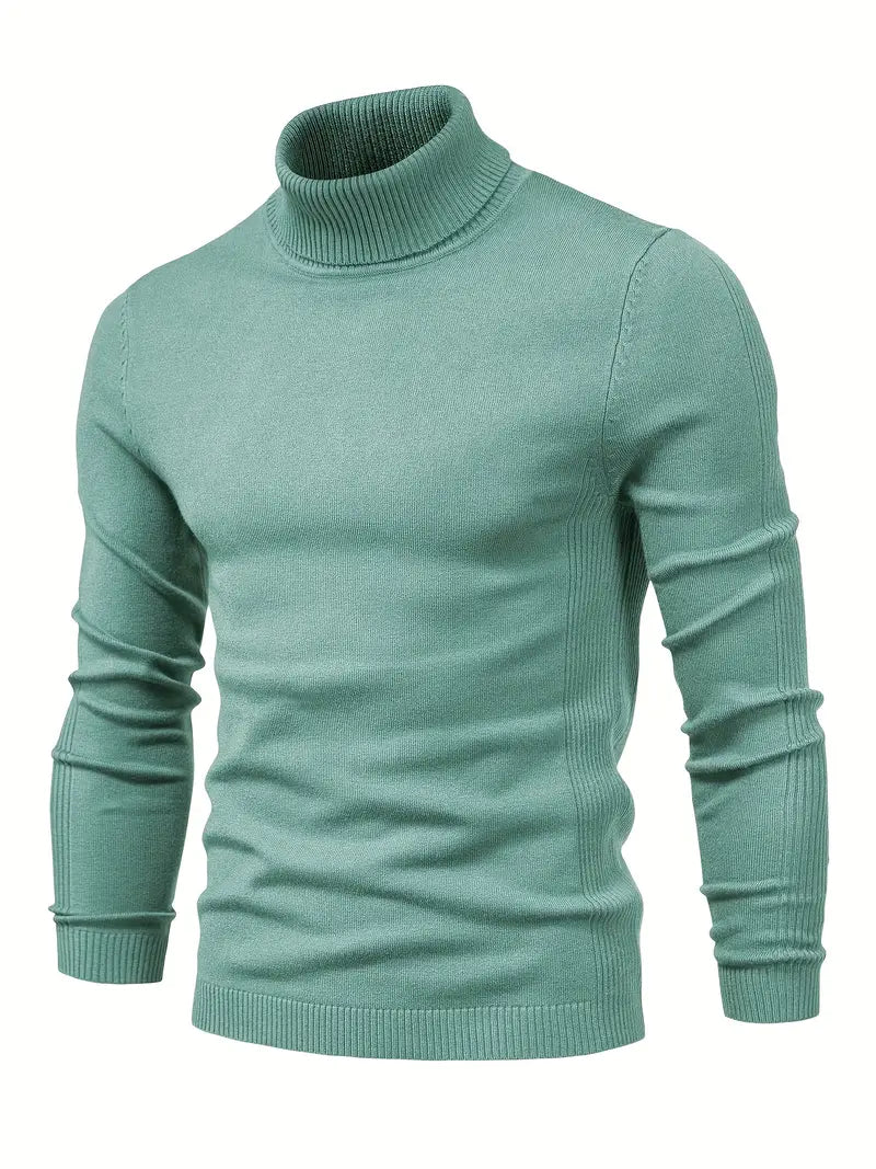 Pull à col roulé pour homme - Coupe slim - Maille douce - Manches longues Tenue décontractée chic