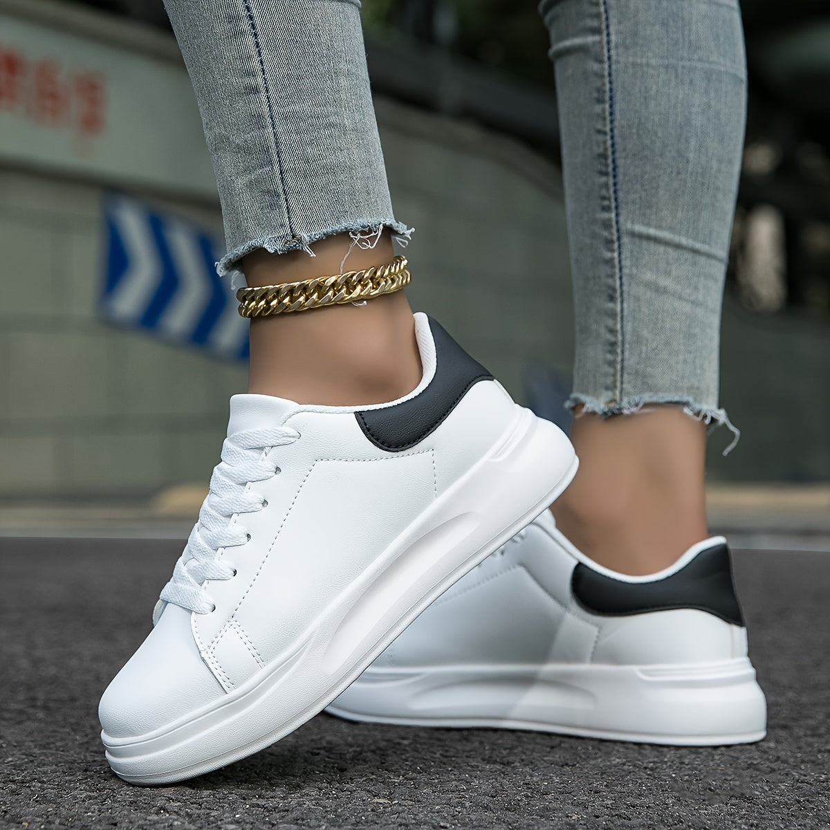 Baskets blanches en cuir pour femme