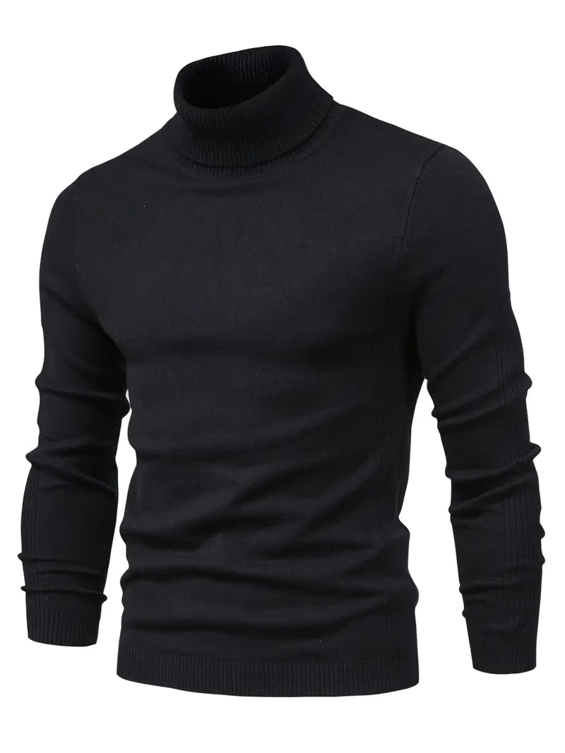 Pull à col roulé pour homme - Coupe slim - Maille douce - Manches longues Tenue décontractée chic