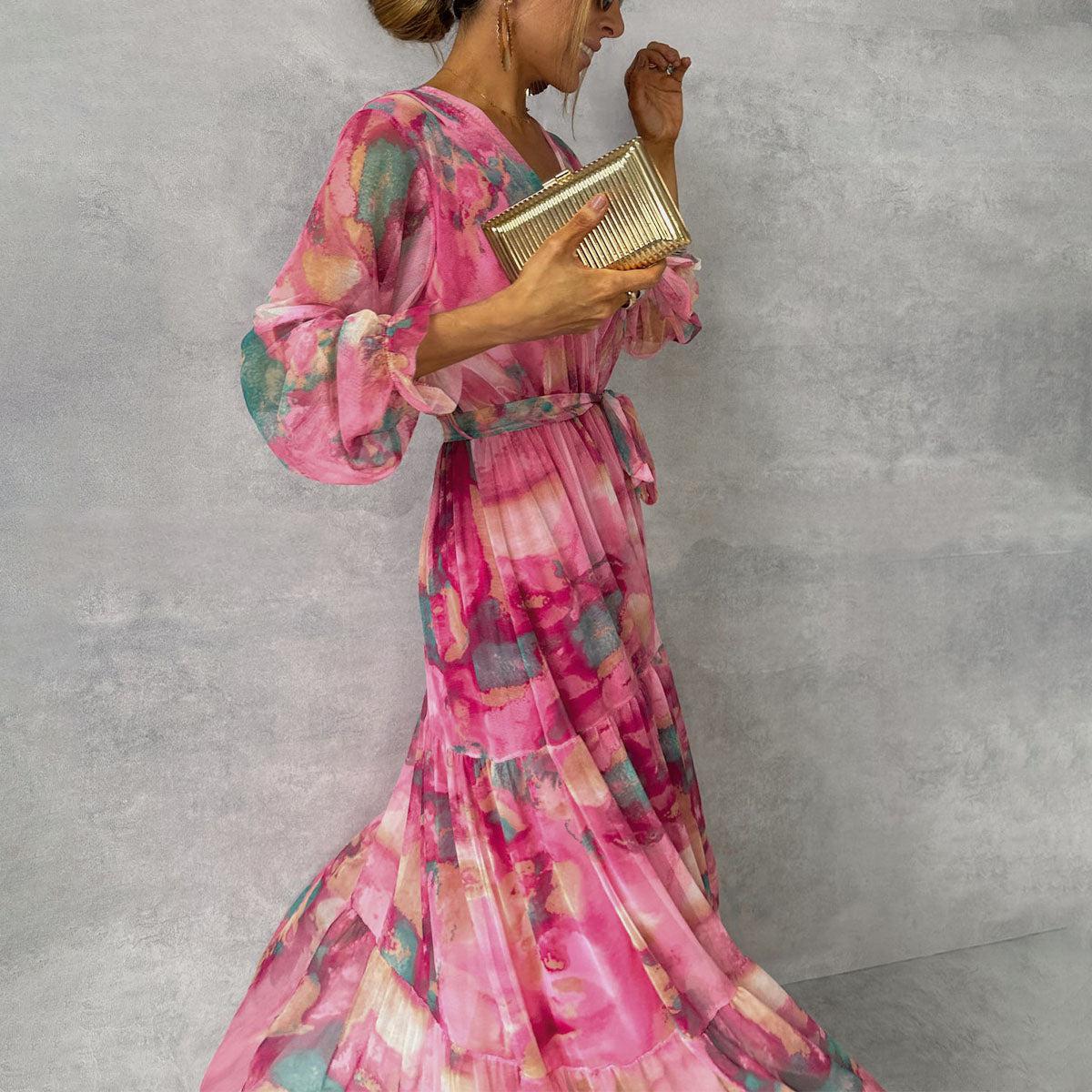 Robe d'été à manches longues pour femme - Vêtements décontractés de mode moderne