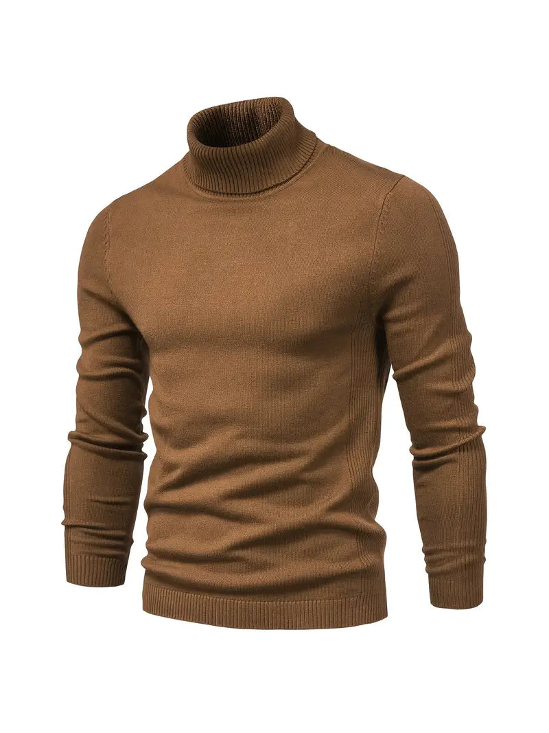 Pull à col roulé pour homme - Coupe slim - Maille douce - Manches longues Tenue décontractée chic