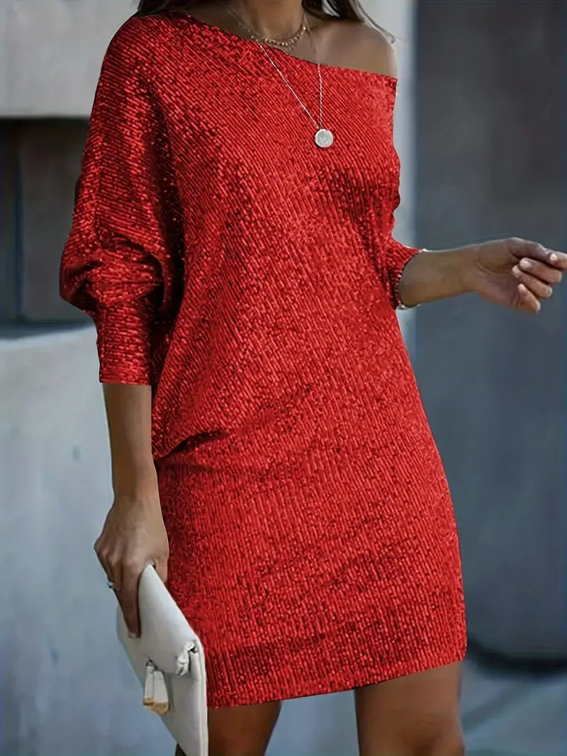 Aria - Robe de soirée élégante et étincelante pour femme, automne-hiver