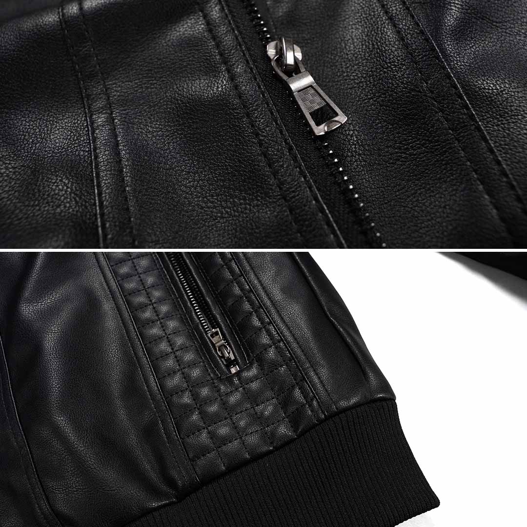 Veste rétro crochetée pour homme, style motard, à plusieurs poches
