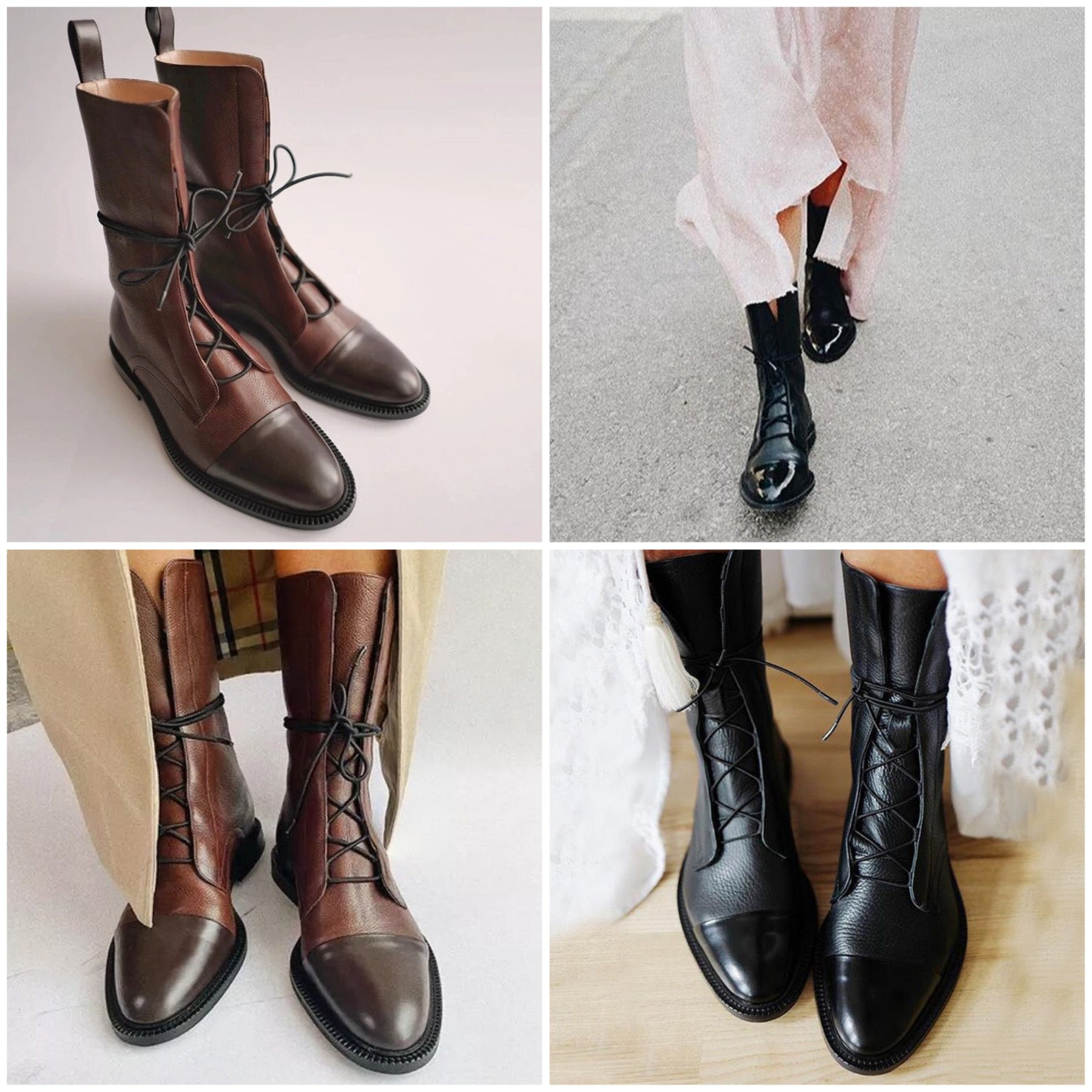 Bottines classiques élégantes en cuir lisse végétalien pour femmes | Pour l'hiver