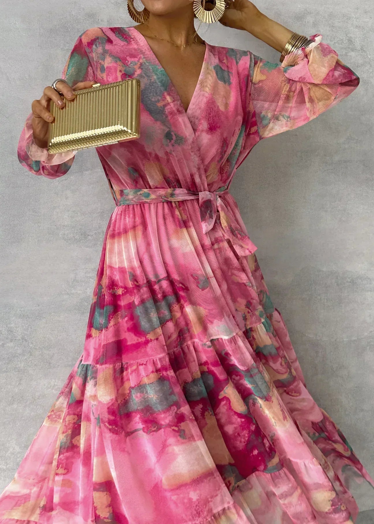 Robe d'été à manches longues pour femme - Vêtements décontractés de mode moderne