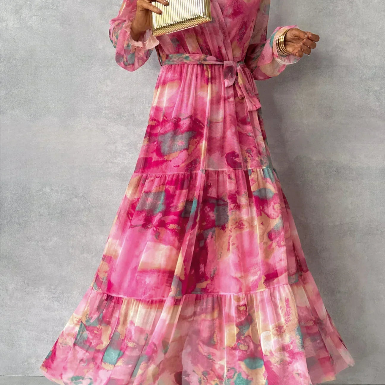 Robe d'été à manches longues pour femme - Vêtements décontractés de mode moderne
