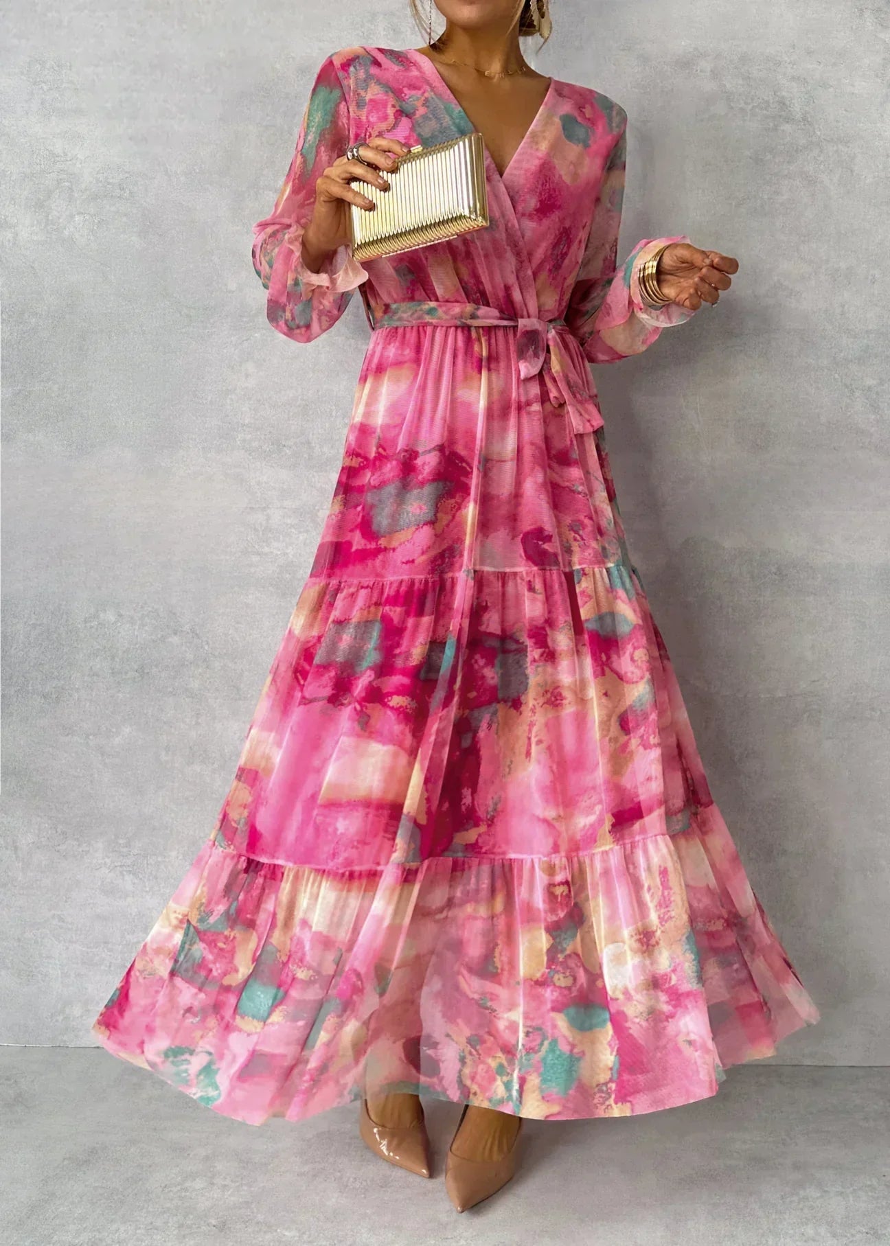 Robe d'été à manches longues pour femme - Vêtements décontractés de mode moderne