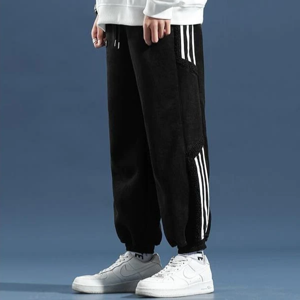 Pantalon de jogging pour homme - Coupe décontractée, doublé de polaire, avec rayures pour un style urbain
