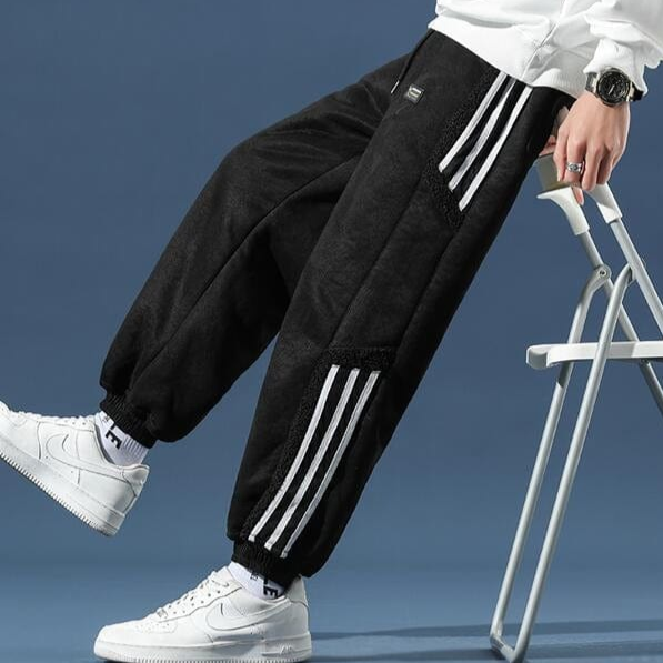 Pantalon de jogging pour homme - Coupe décontractée, doublé de polaire, avec rayures pour un style urbain