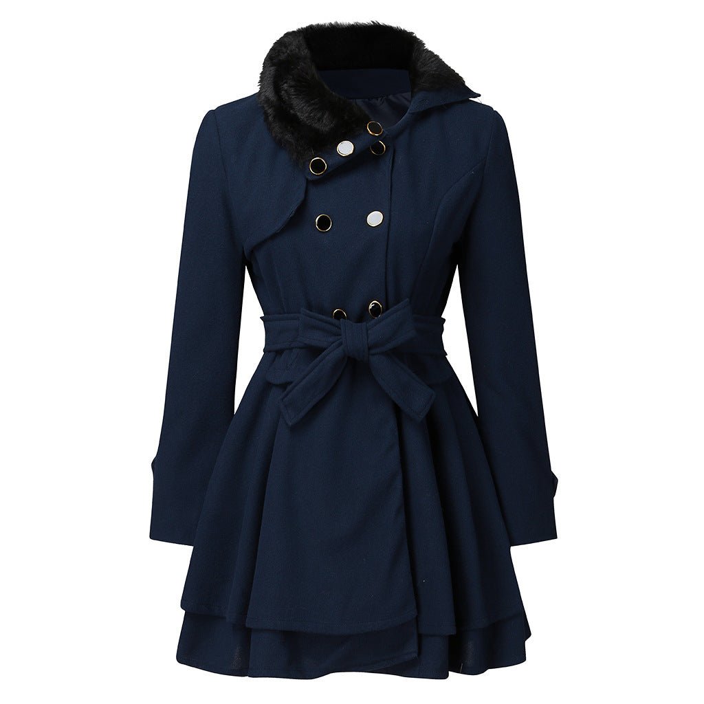 Manteau en laine Emma avec col en fausse fourrure