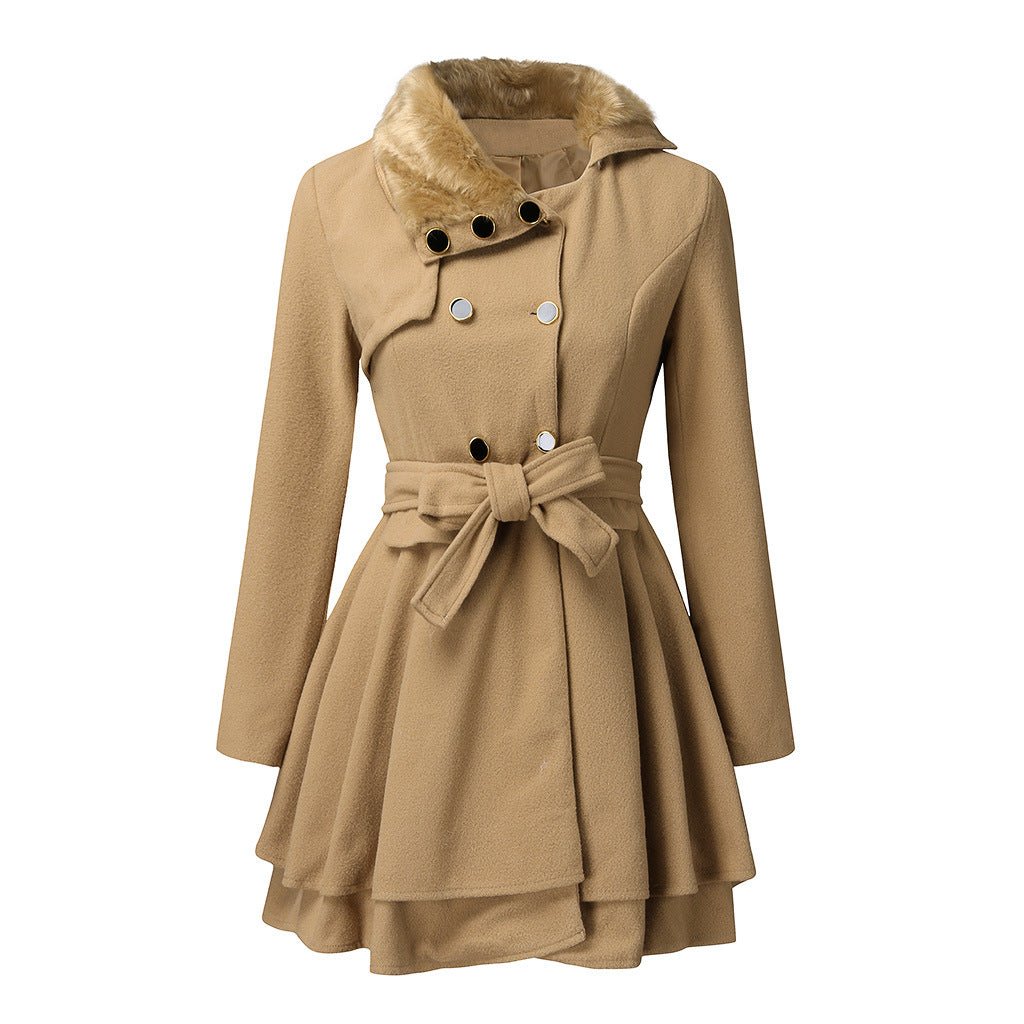 Manteau en laine Emma avec col en fausse fourrure